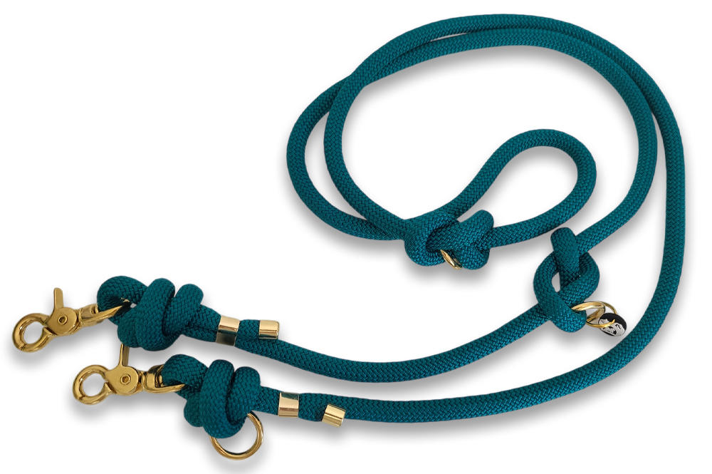 laisse multi-positions en corde aqua