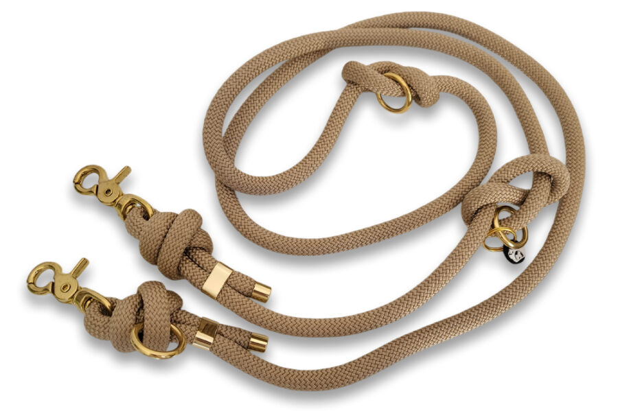 Laisse multi-positions en corde beige