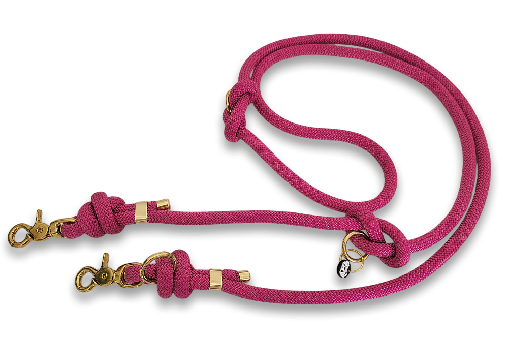 laisse multi-positions en corde fuchsia