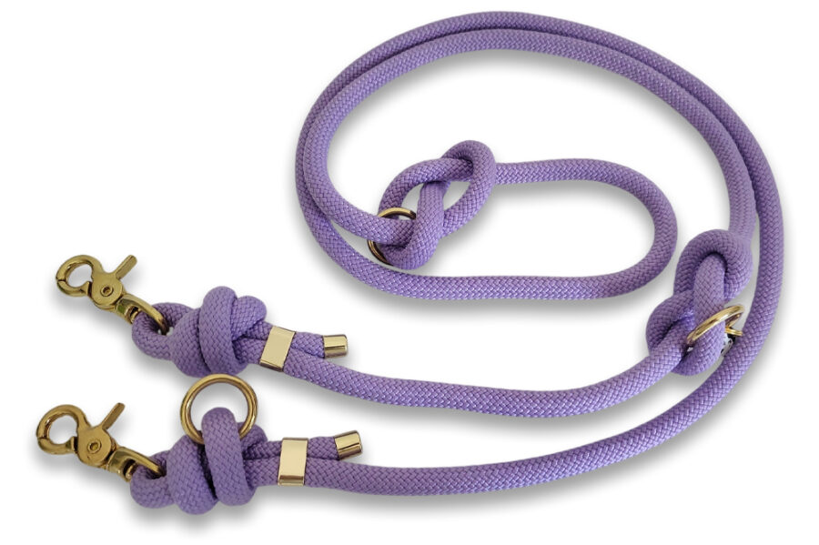 Laisse multi-positions en corde mauve