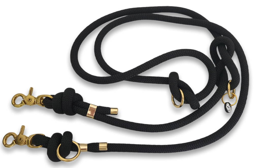laisse multi-positions en corde noire laisse multi-positions en corde noire
