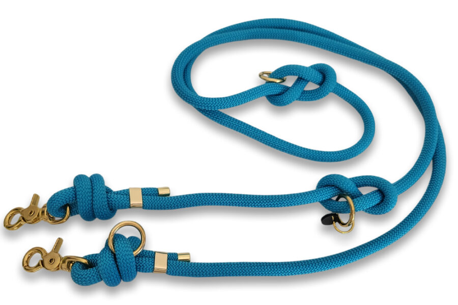 Laisse multi-positions en corde bleue