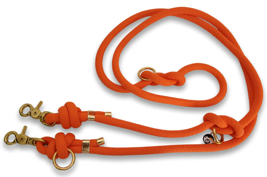 Laisse multi-positions en corde orange
