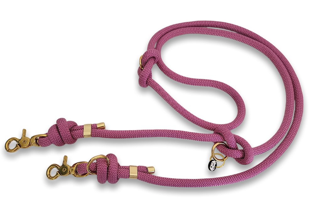 laisse multi-positions en corde rose