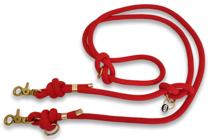 Laisse multi-positions en corde rouge