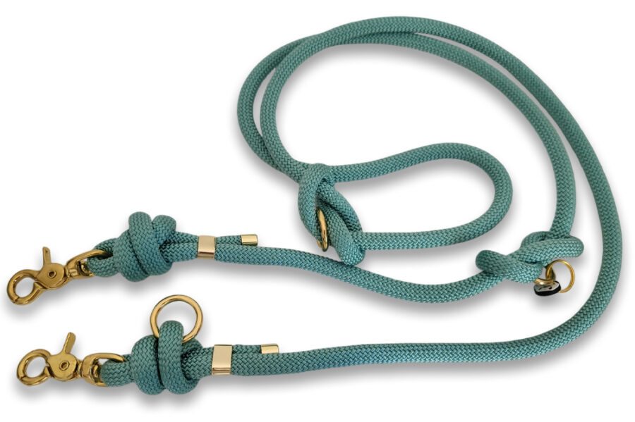 Laisse multi-positions en corde vert d'eau