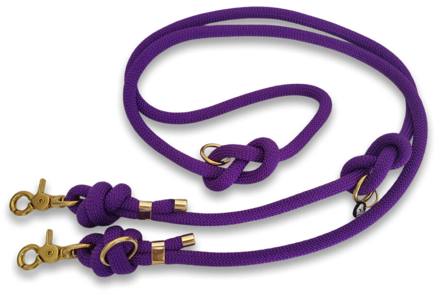 Laisse multi-positions en corde violette