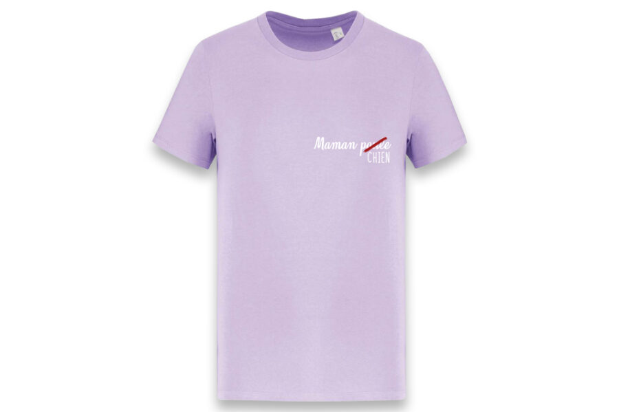 T-shirt brodé "Maman Chien" (3 coloris disponibles)