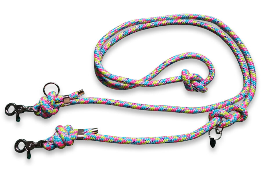 Laisse multi-positions en corde bubblegum (1 EN STOCK !)
