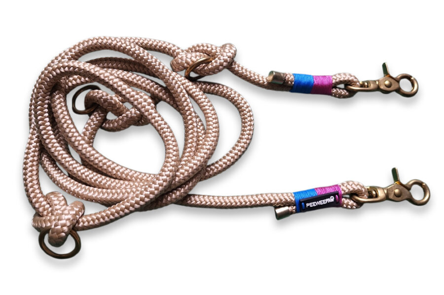 Laisse multi-positions en corde beige (1 EN STOCK !)