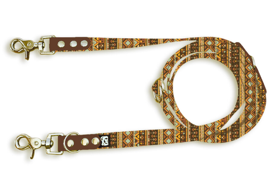 Laisse multi-positions Peeweethnic jaune et brun