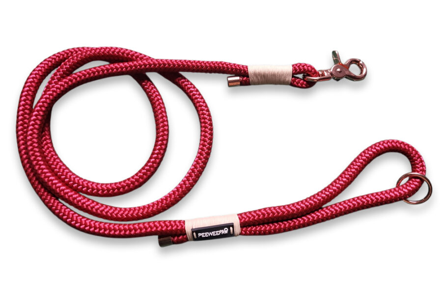 Laisse en corde framboise (1m40 - 1 EN STOCK !)